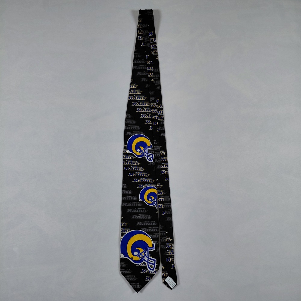 Vintage 1998 St Louis Rams NFL Silk Necktie Black Helmet Logo Ralph Marlin NWT - Picture 2 of 10